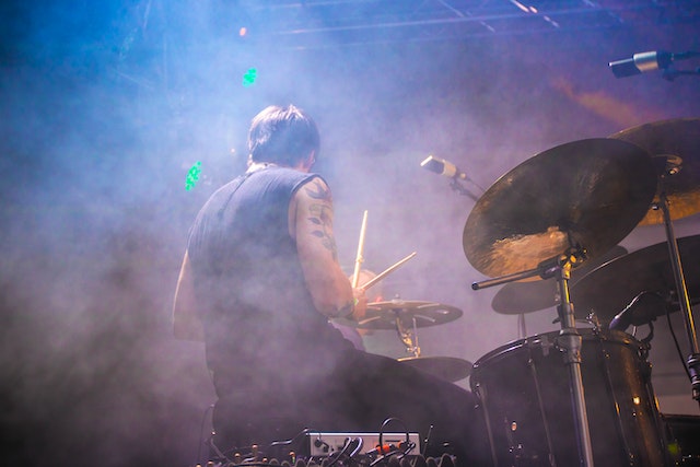 drummer in mist