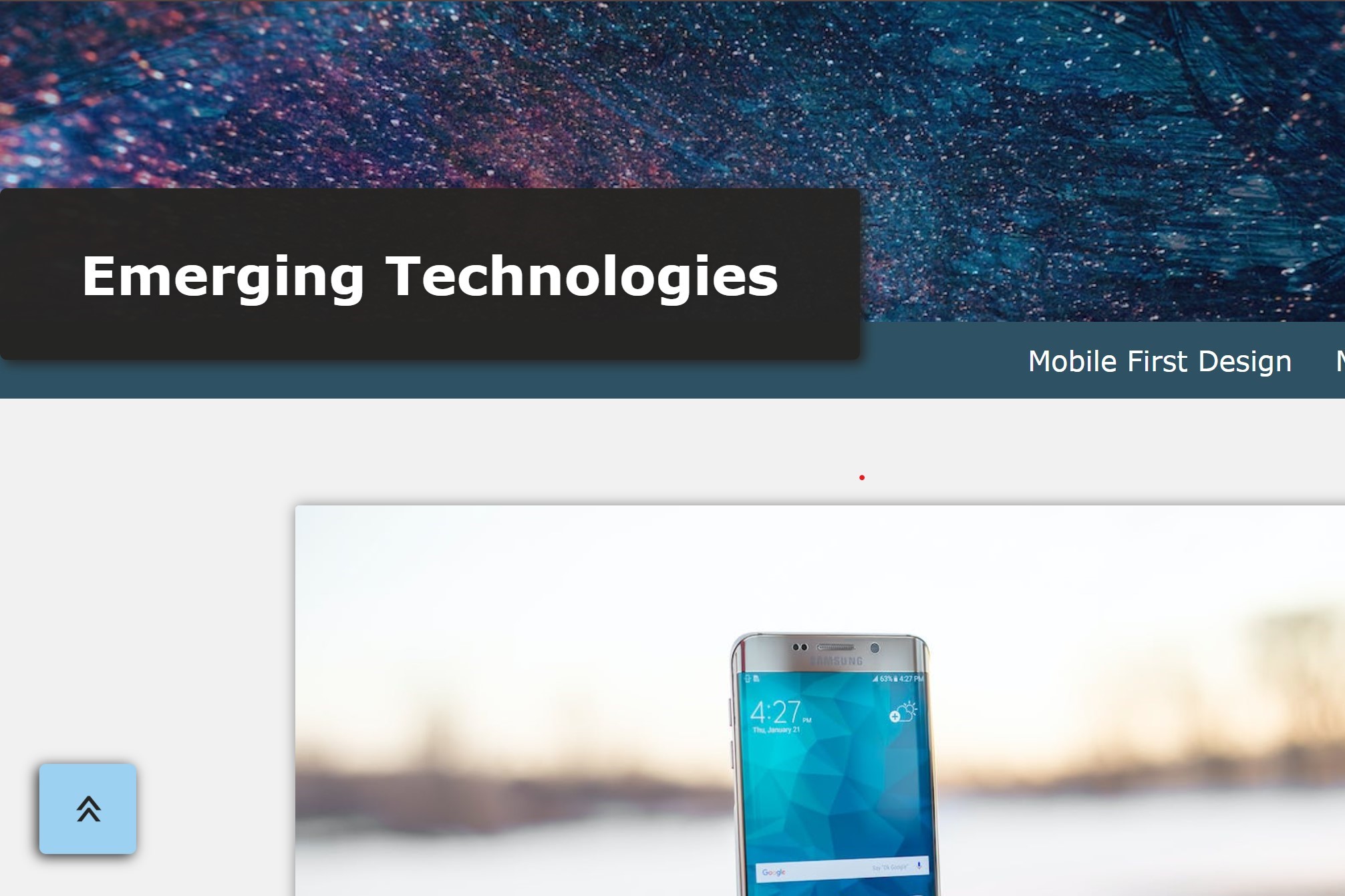 screenshot of emerging technologies presentation website