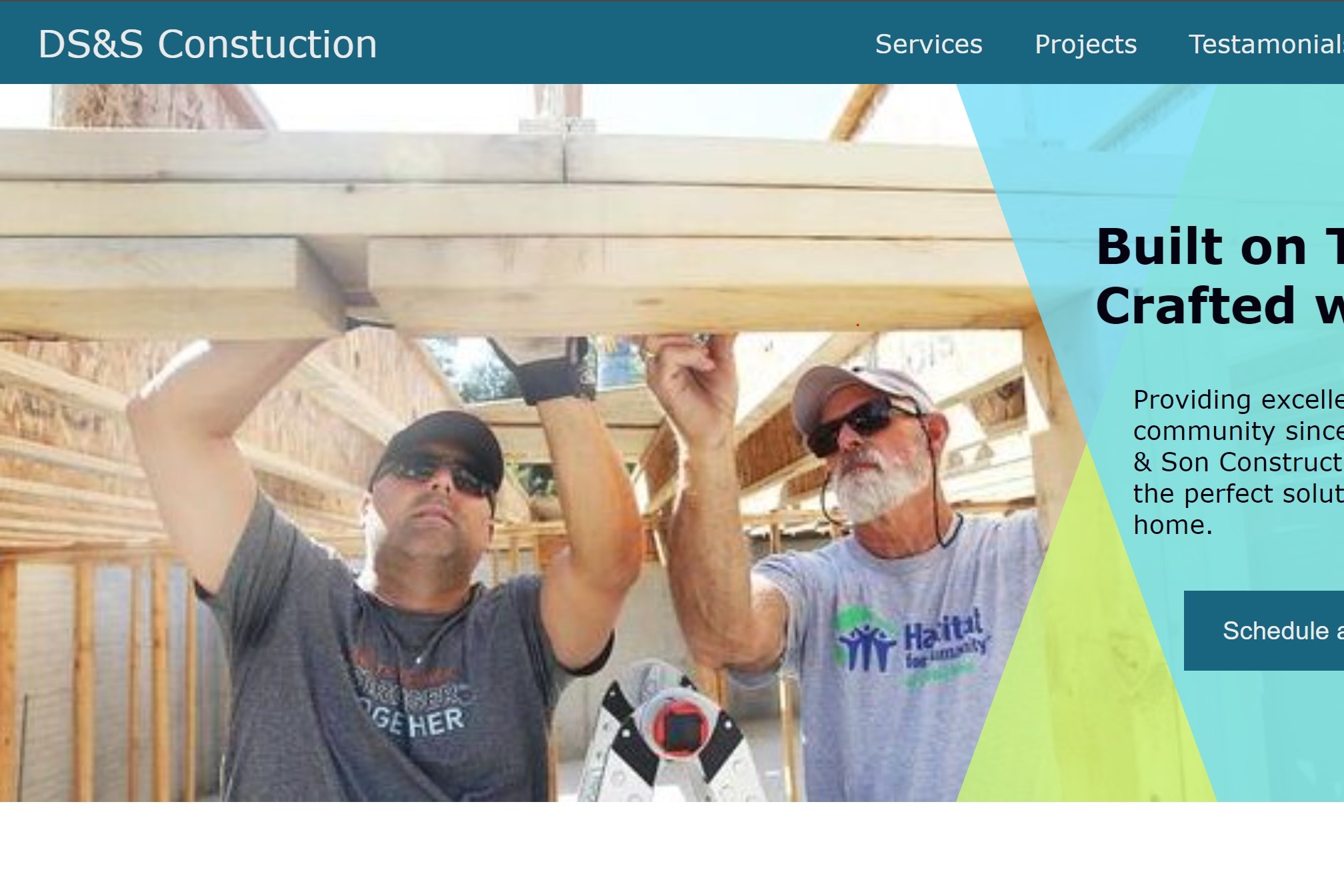 screenshot of donovan stoll and son construction website example